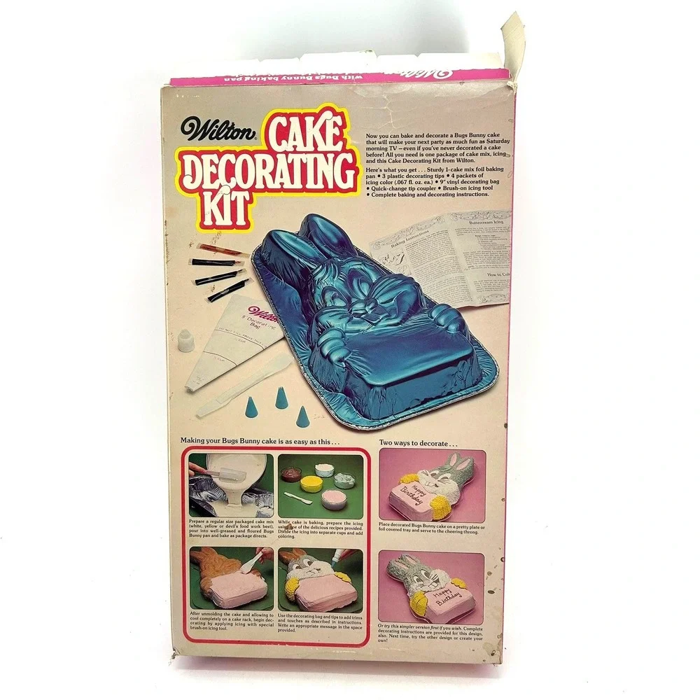 Vtg 1977 Wilton Bugs Bunny Cake Decorating Kit Looney Tunes Baking Pan 3205-276